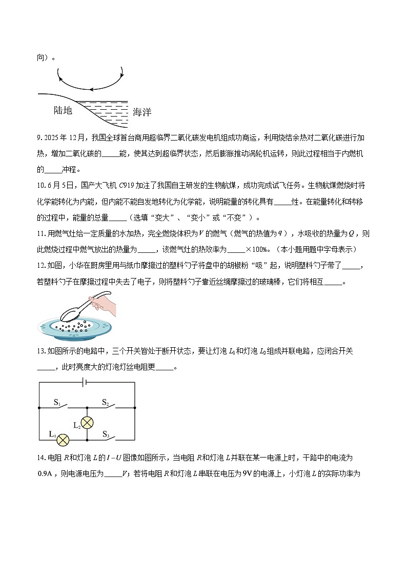 安徽省安庆市怀宁县腊树初级中学等校2025-2026学年九年级下学期开学学情自测物理试题-自定义类型第3页