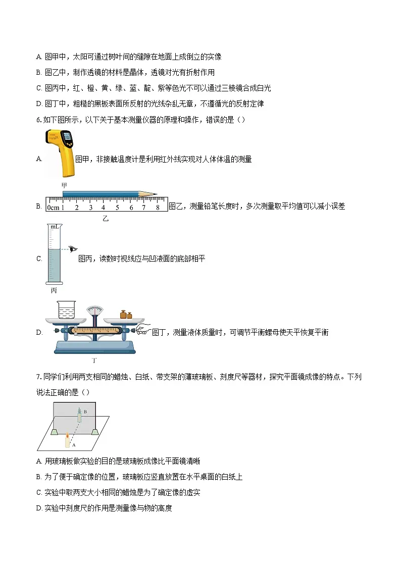 四川省泸州市龙马潭区五校联考2025-2026学年八年级上学期1月期末物理试题-自定义类型第2页