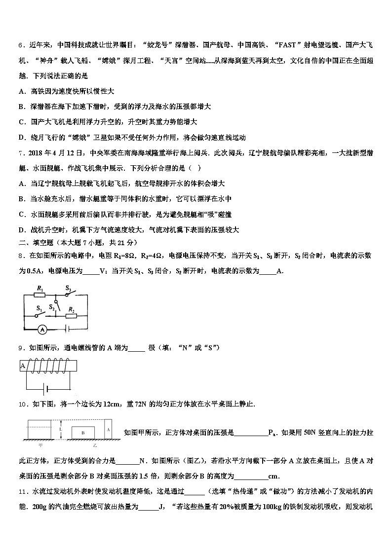 吉林省辽源市2025-2026学年中考四模物理试题（含答案解析）第2页
