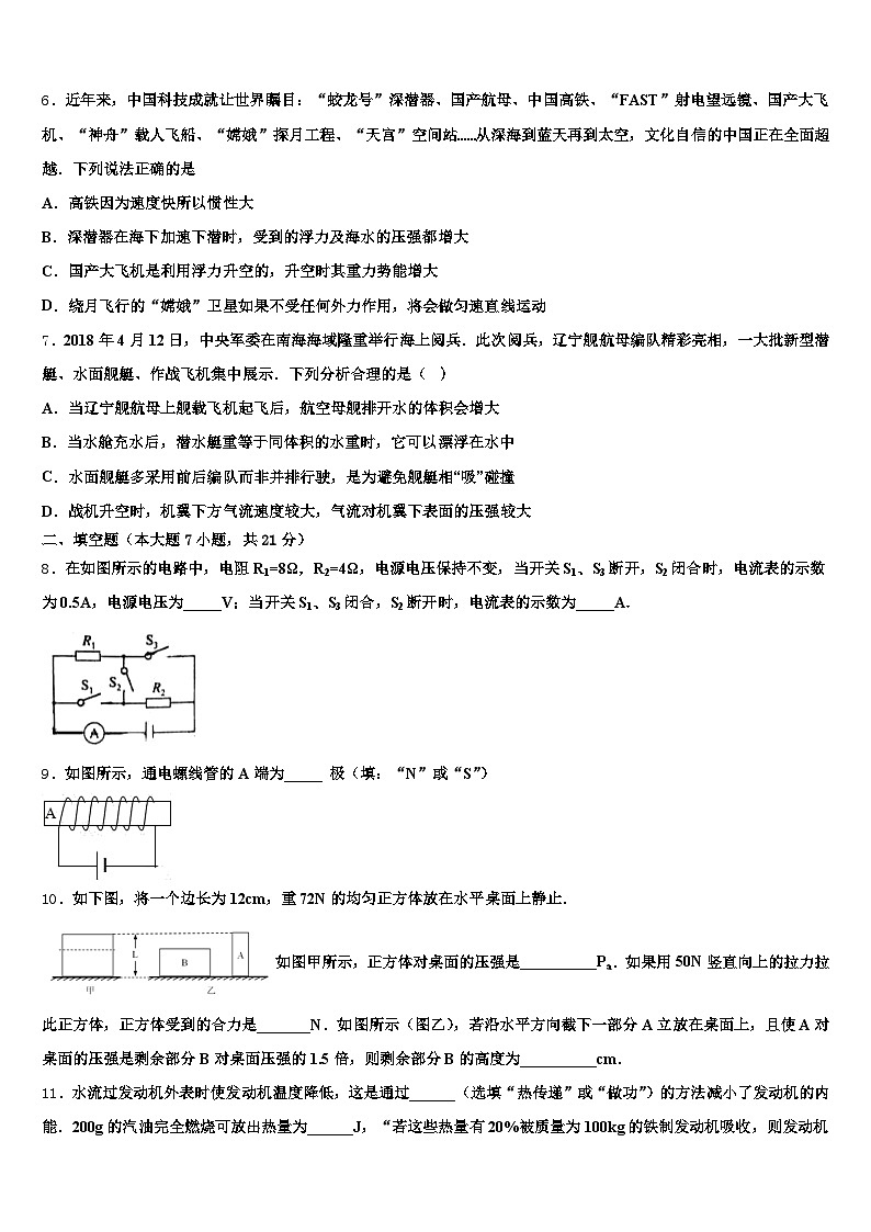 吉林省辽源市2025-2026学年中考四模物理试题（含答案解析）第2页