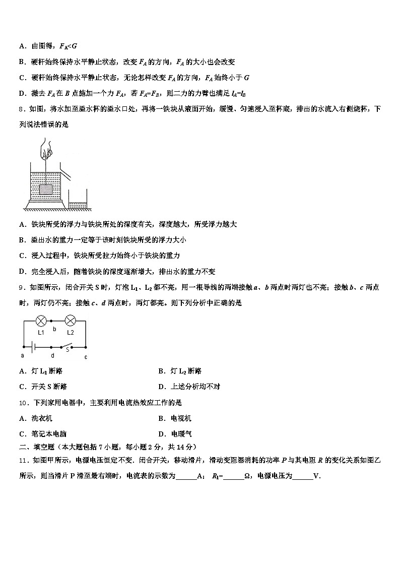2026届江西省萍乡市中考物理猜题卷（含答案解析）第3页