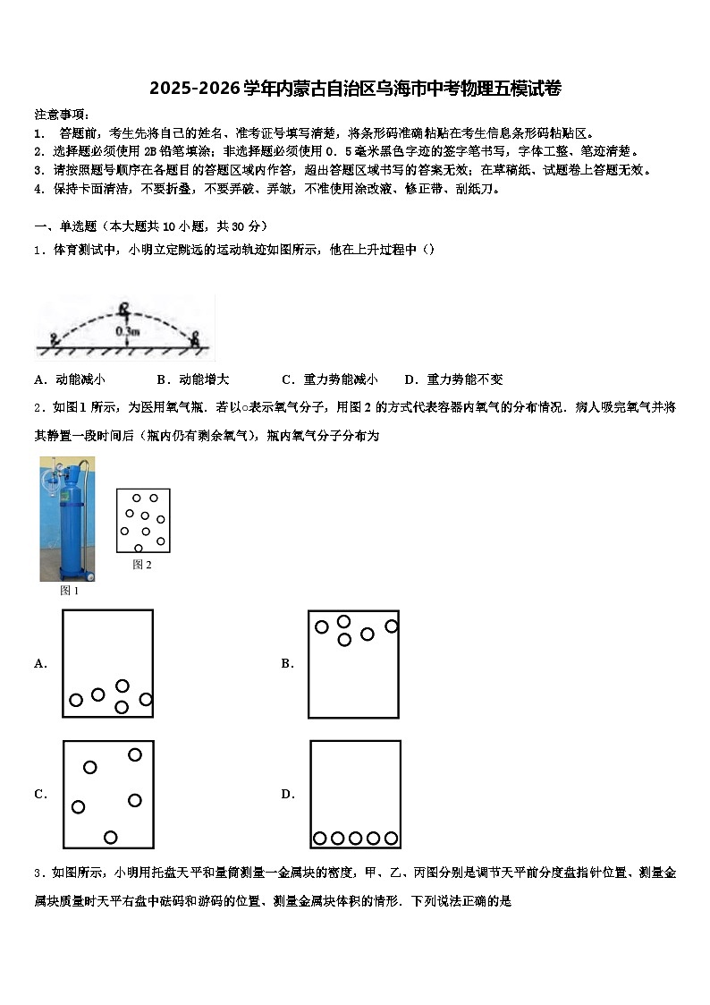 2025-2026学年内蒙古自治区乌海市中考物理五模试卷（含答案解析）第1页