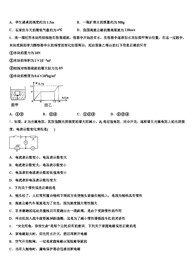 邯郸市2025-2026学年中考四模物理试题（含答案解析）第2页