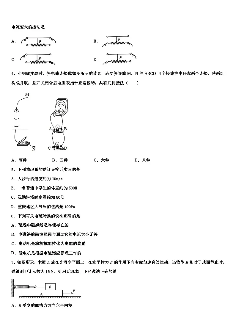 潍坊市2025-2026学年中考物理全真模拟试题（含答案解析）第2页