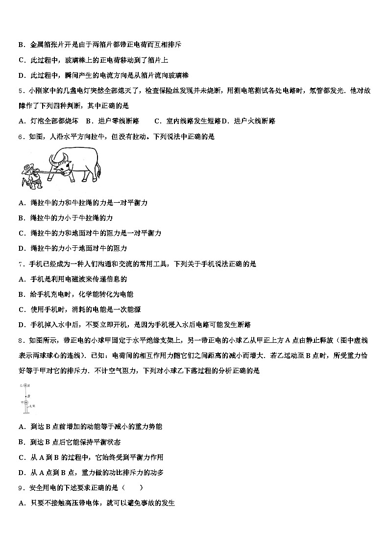 2026年云南省红河哈尼族彝族自治州中考考前最后一卷物理试卷（含答案解析）第2页