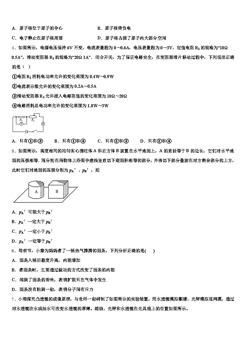 2025-2026学年平凉市中考五模物理试题（含答案解析）第2页