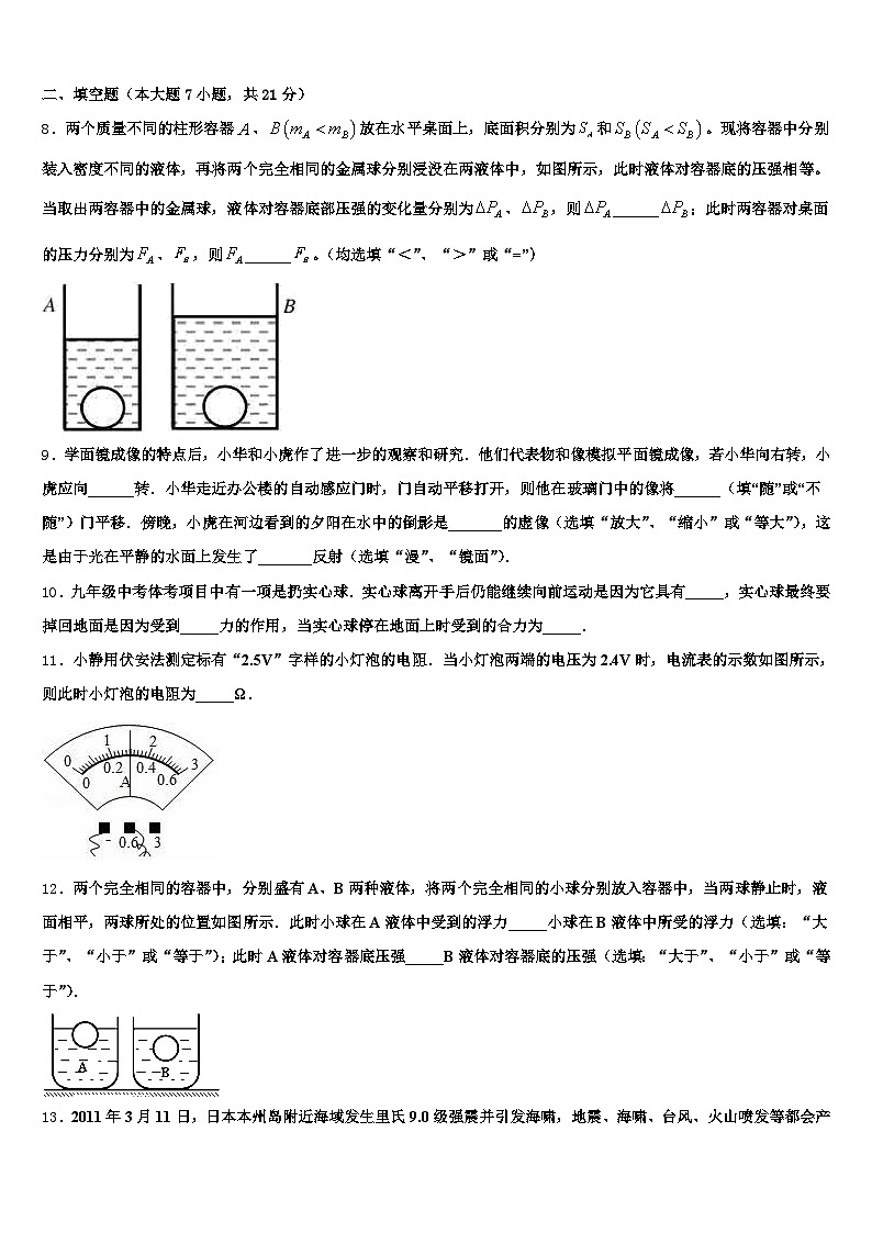 湘潭市2025-2026学年中考物理对点突破模拟试卷（含答案解析）第3页