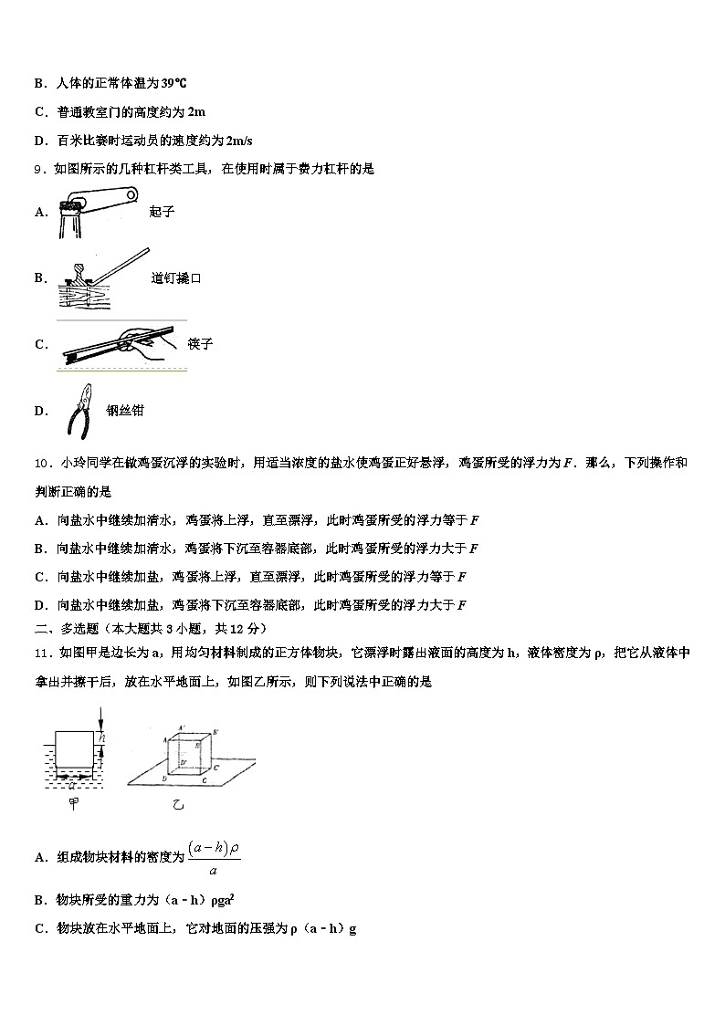 滁州市2026年中考物理模试卷（含答案解析）第3页