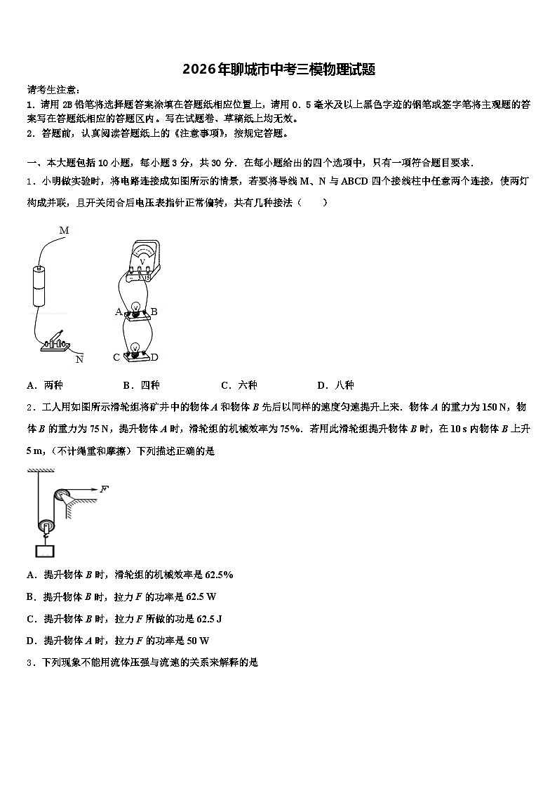 2026年聊城市中考三模物理试题（含答案解析）第1页
