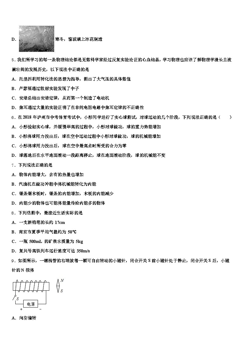 营口市2025-2026学年中考四模物理试题（含答案解析）第2页