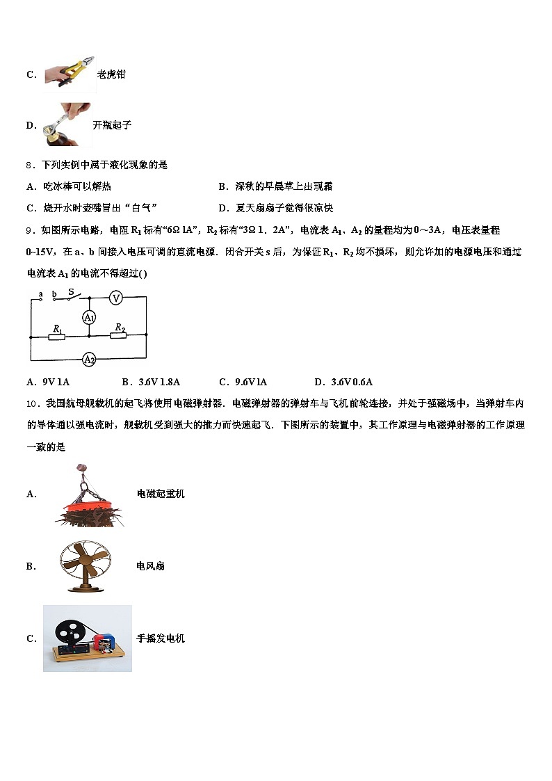 2026届景德镇市中考考前最后一卷物理试卷（含答案解析）第3页