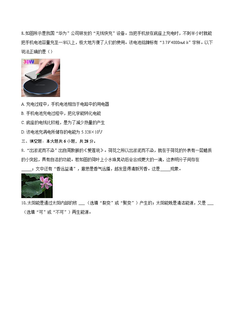 河南省驻马店市汝南县2025-2026学年九年级上学期期末素质测物理试题-自定义类型第3页