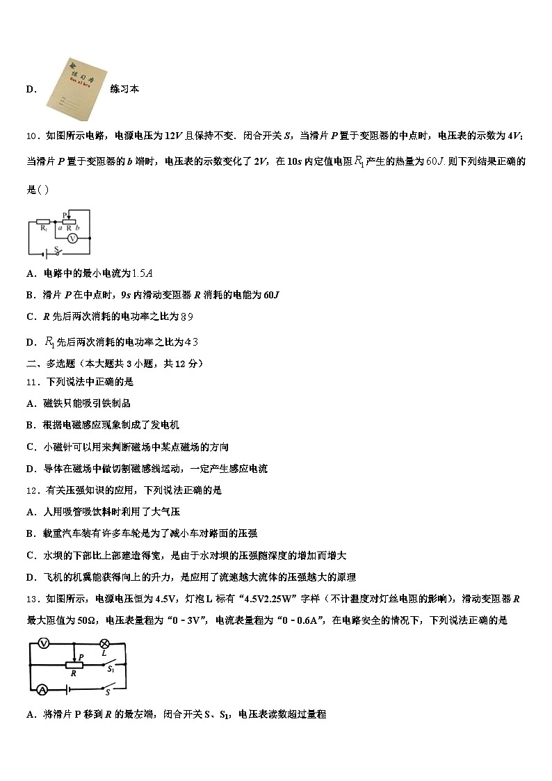 丽水市2026年中考一模物理试题（含答案解析）第3页