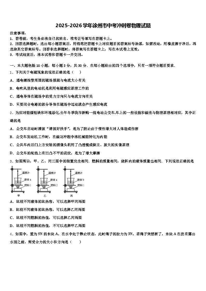 2025-2026学年徐州市中考冲刺卷物理试题（含答案解析）第1页