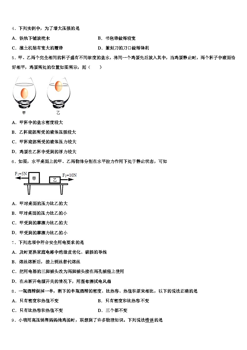2026届安徽省马鞍山市中考物理考试模拟冲刺卷（含答案解析）第2页