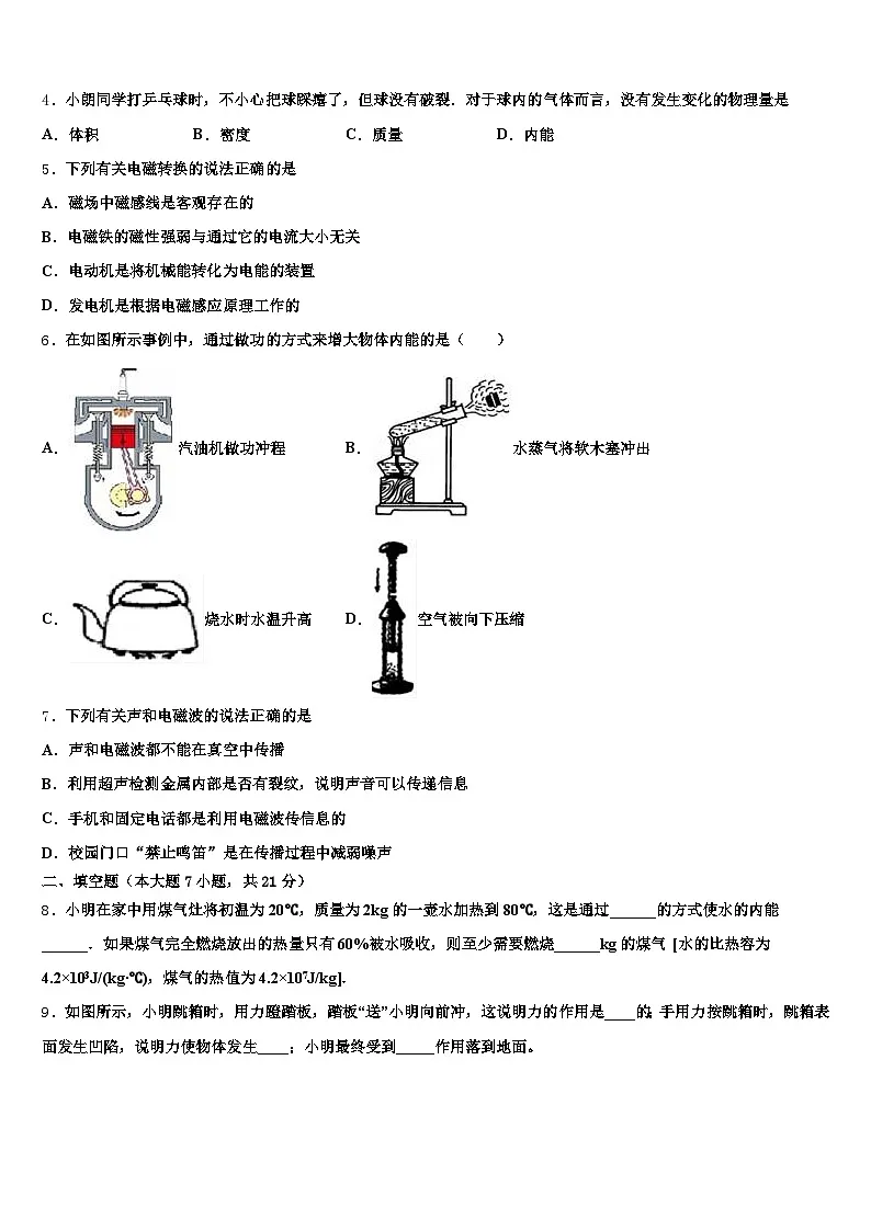 浙江省绍兴市2025-2026学年中考考前最后一卷物理试卷（含答案解析）第2页