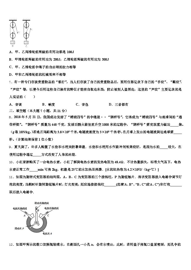 江西省赣州市2025-2026学年中考猜题物理试卷（含答案解析）第3页