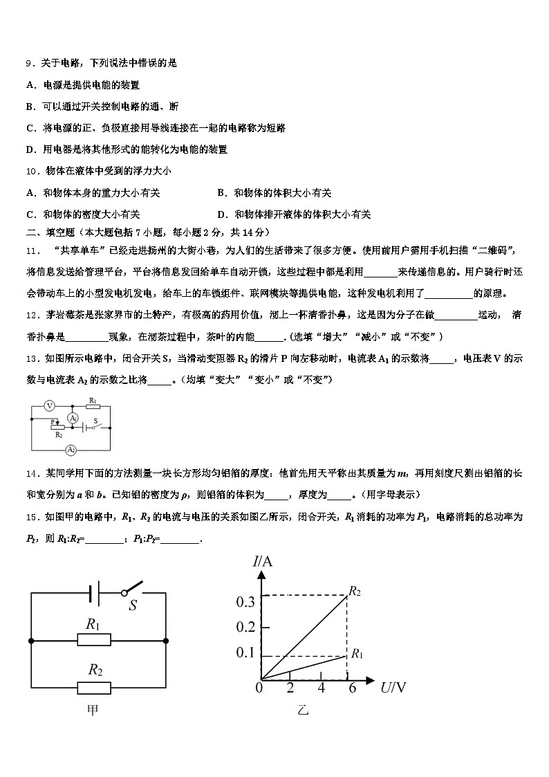 2025-2026学年贵州省贵阳市中考猜题物理试卷（含答案解析）第3页