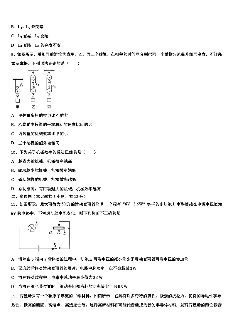 池州市2026年中考物理全真模拟试题（含答案解析）第3页