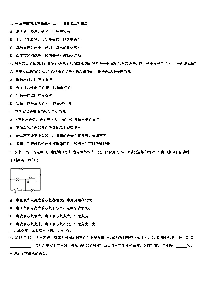 三沙市2025-2026学年中考物理全真模拟试卷（含答案解析）第2页