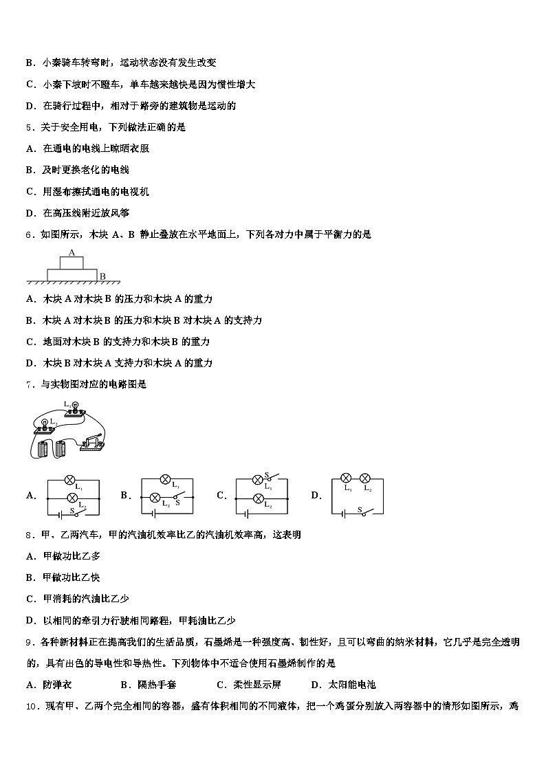 2026届遂宁市中考三模物理试题（含答案解析）第2页