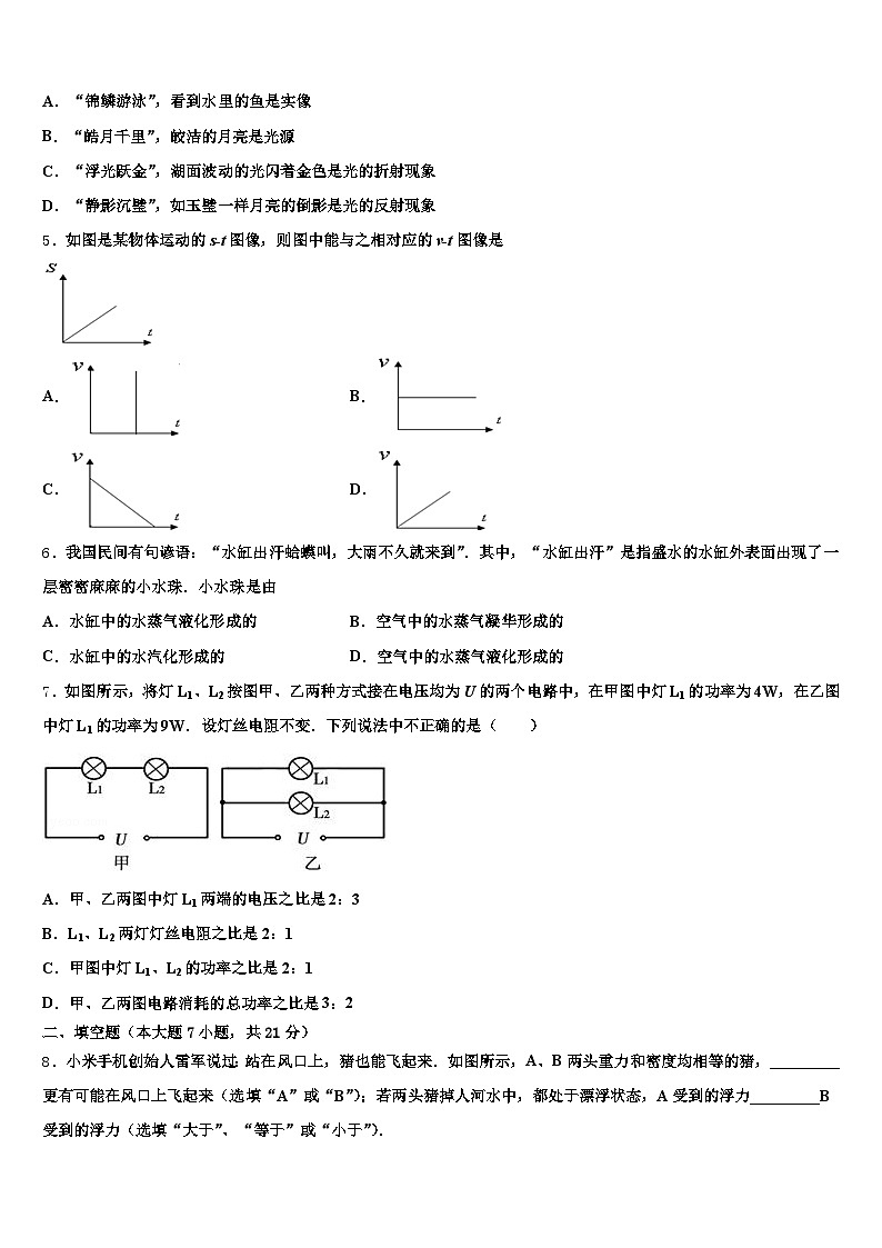 2025-2026学年马鞍山市中考物理模拟试题（含答案解析）第2页
