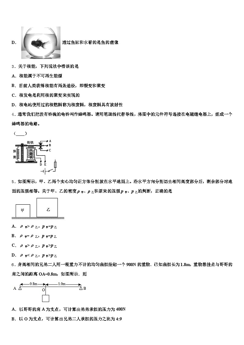 广东省中山市2025-2026学年中考物理模拟预测试卷（含答案解析）第2页
