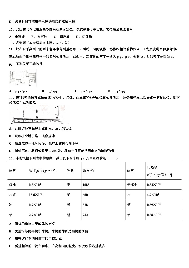 2025-2026学年长沙市中考联考物理试卷（含答案解析）第3页