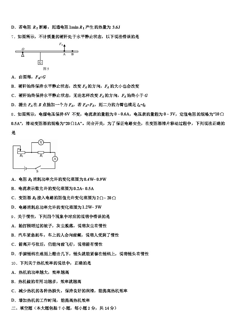 2026届四川省内江市中考联考物理试卷（含答案解析）第3页