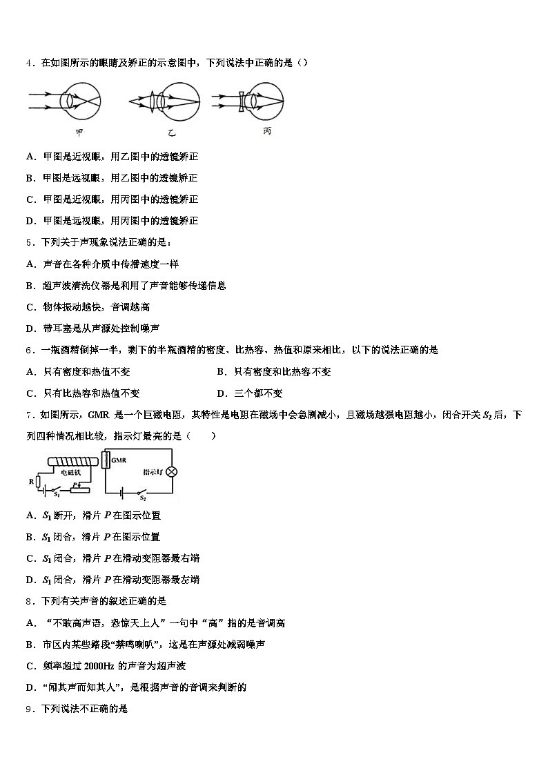 嘉兴市2025-2026学年中考适应性考试物理试题（含答案解析）第2页