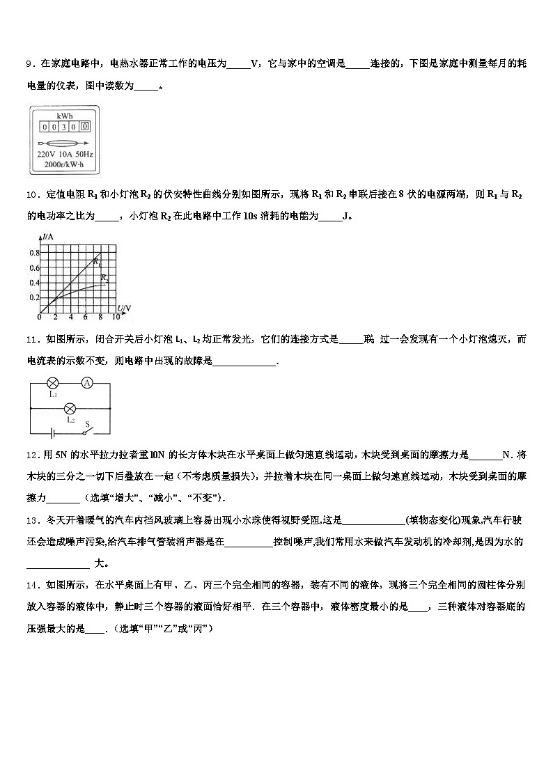 陕西省榆林市2025-2026学年中考物理仿真试卷（含答案解析）第3页
