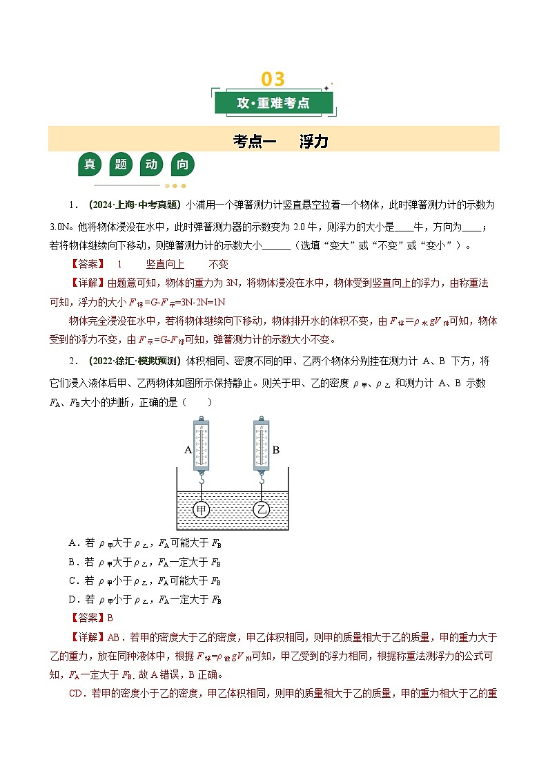 专题06 浮力（复习讲义）（上海专用）（解析版）第3页