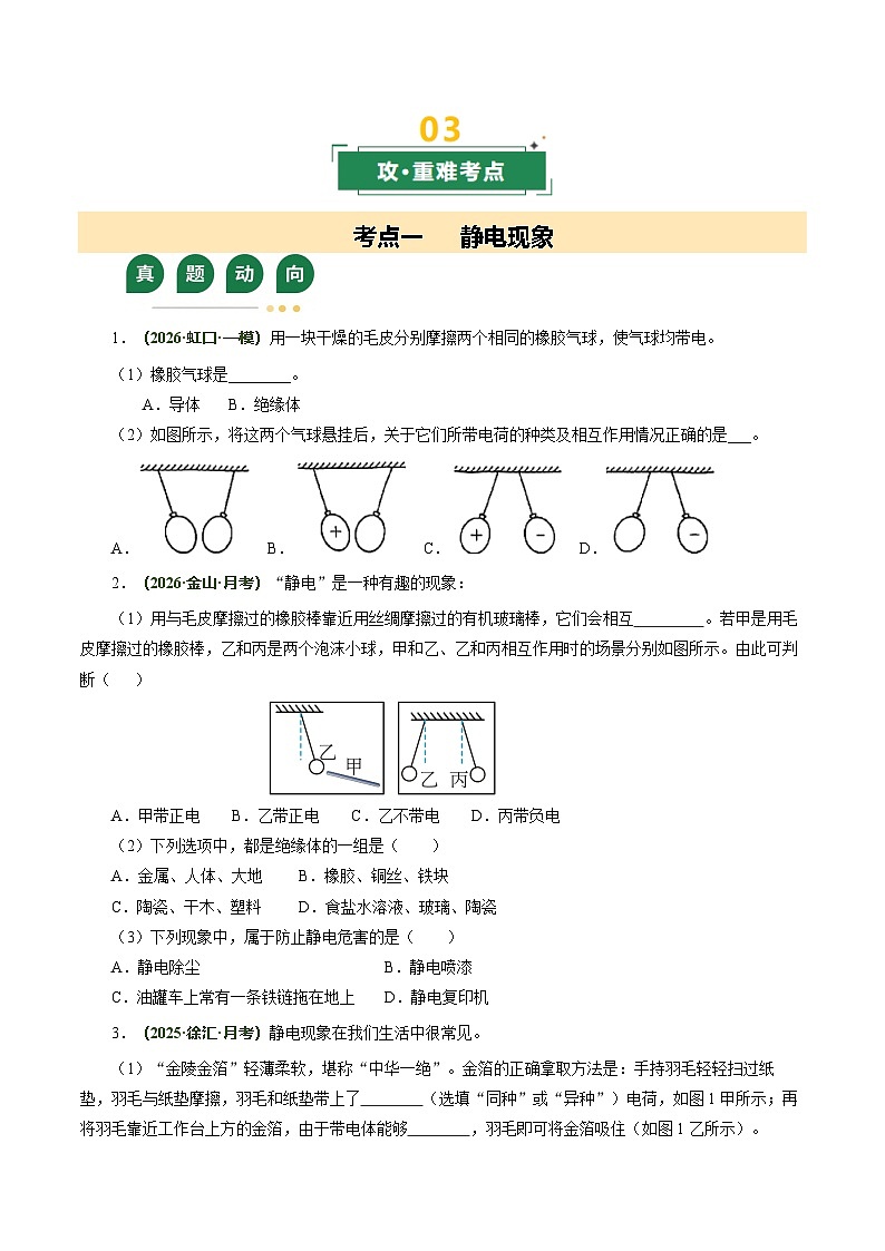 专题08 电路 电流与电压（复习讲义）（上海专用）（原卷版）第3页