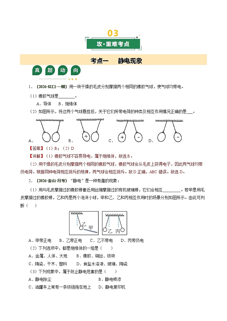 专题08 电路 电流与电压（复习讲义）（上海专用）（解析版）第3页