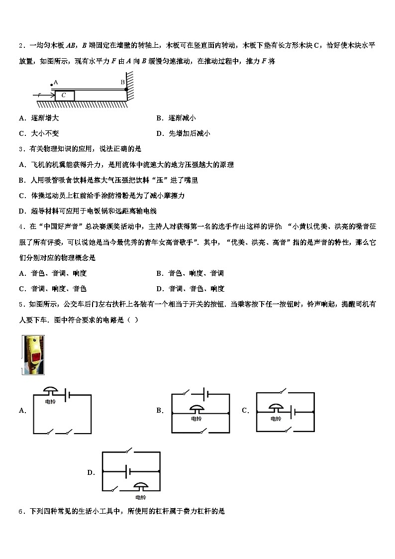 2026年六安市中考物理模试卷（含答案解析）第2页