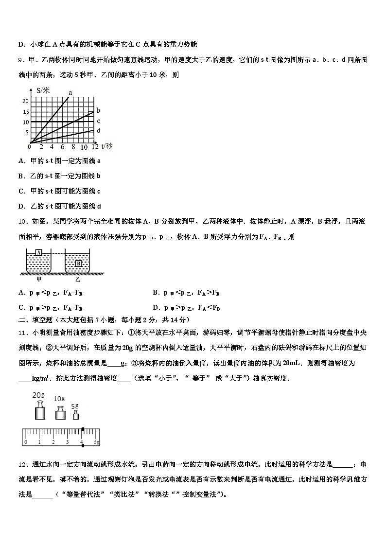 2025-2026学年安徽省池州市中考物理最后一模试卷（含答案解析）第3页