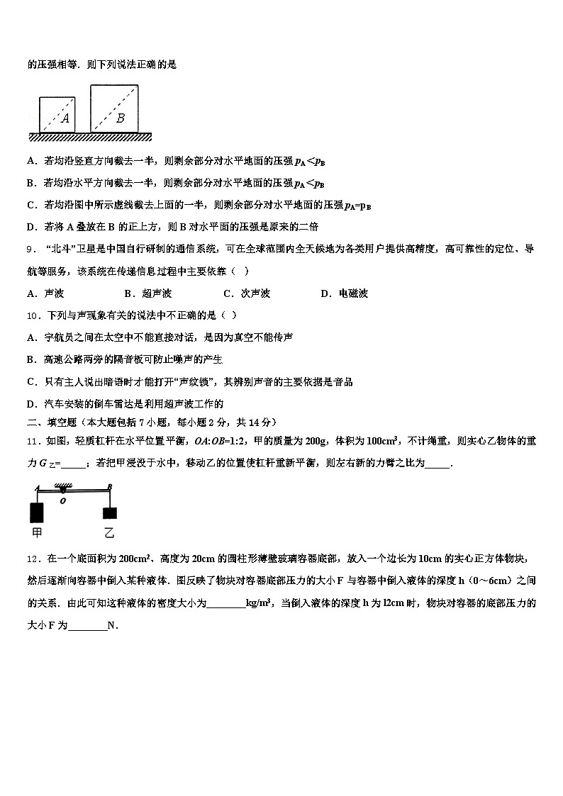2026届金昌市中考物理考前最后一卷（含答案解析）第3页