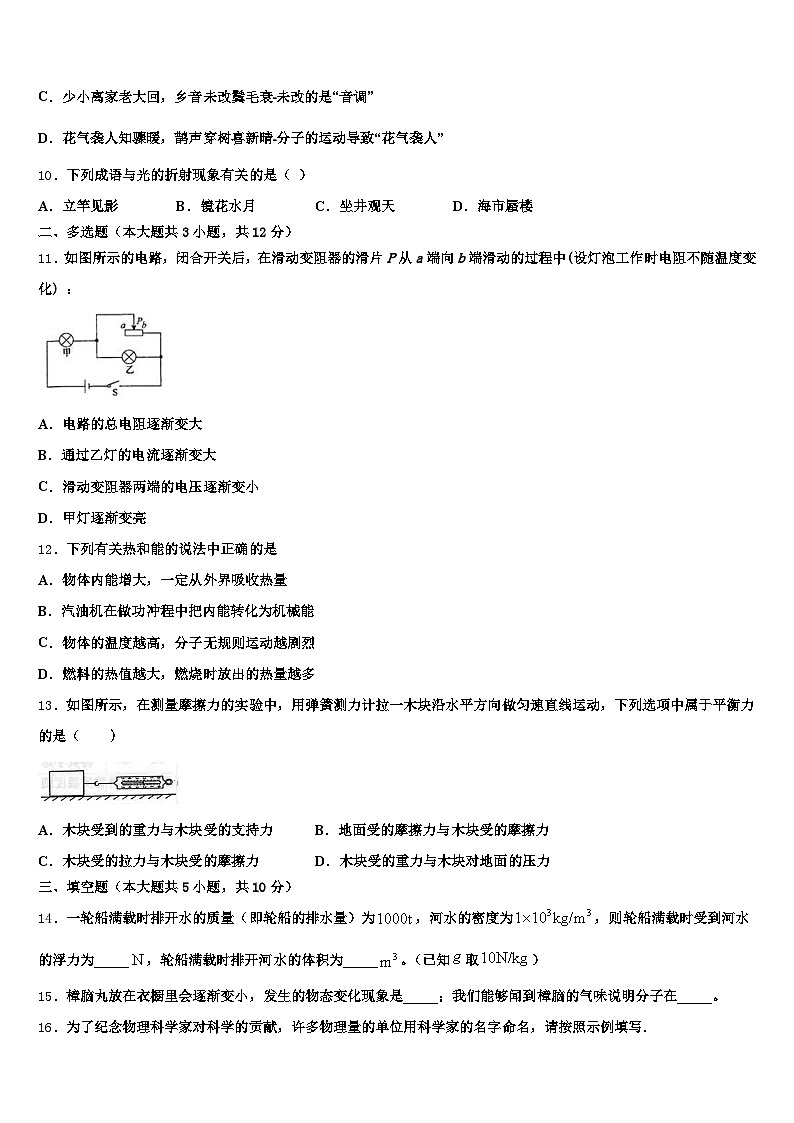 广东省揭阳市2025-2026学年中考试题猜想物理试卷（含答案解析）第3页