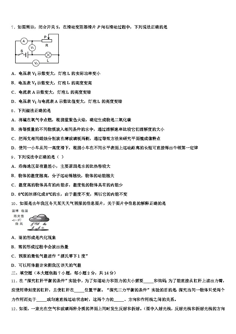 渭南市2025-2026学年中考适应性考试物理试题（含答案解析）第3页