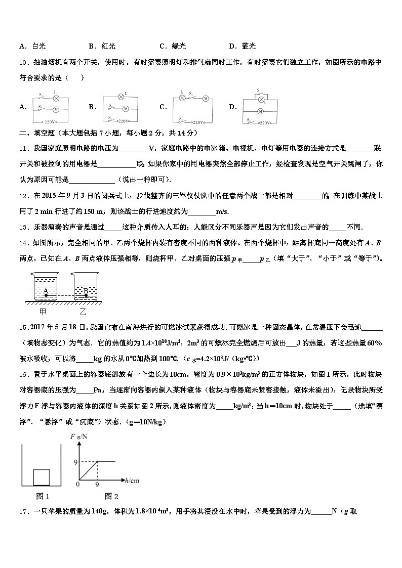 2025-2026学年亳州市中考五模物理试题（含答案解析）第3页