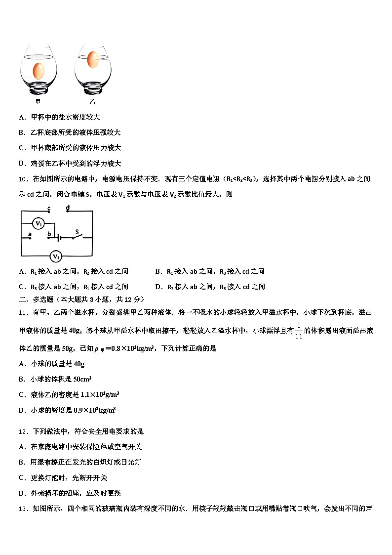 2025-2026学年安徽省合肥市中考物理考前最后一卷（含答案解析）第3页