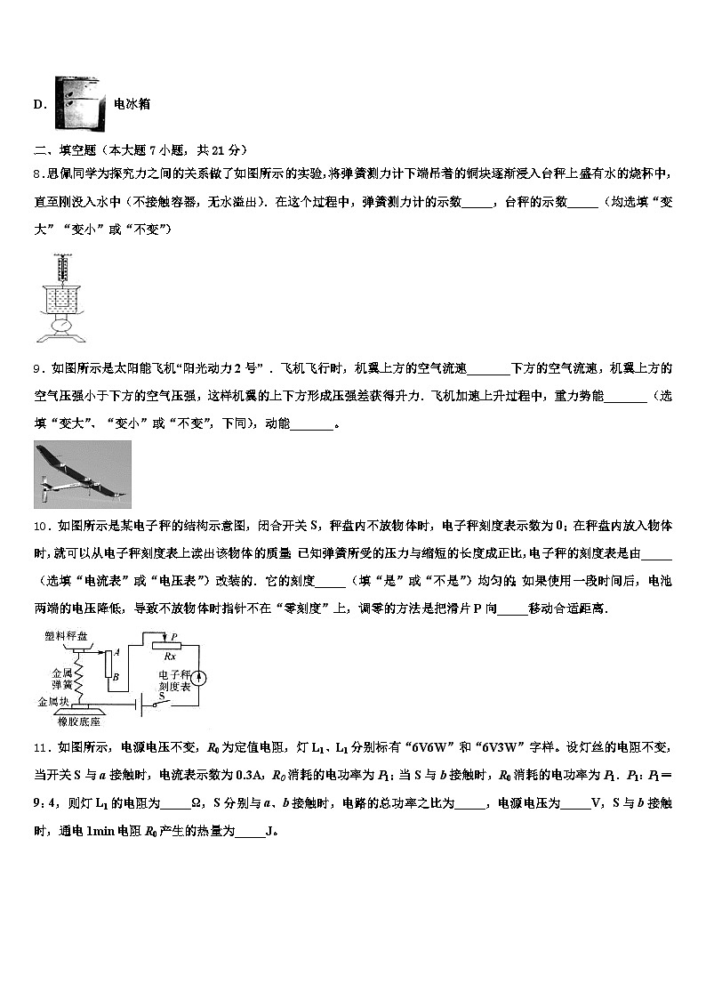 四平市2025-2026学年中考一模物理试题（含答案解析）第3页