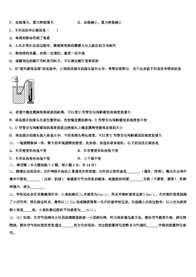 云南省德宏傣族景颇族自治州2025-2026学年中考物理模拟精编试卷（含答案解析）第3页