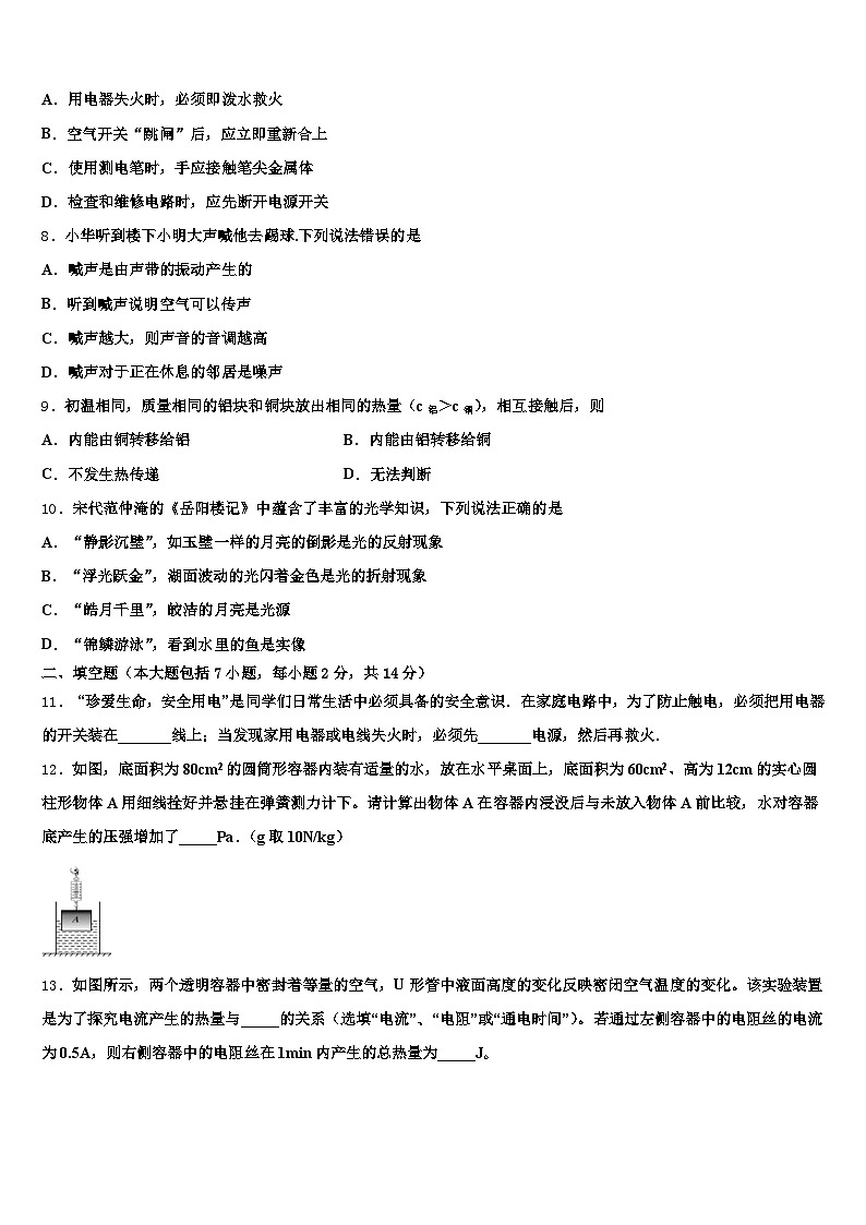 2025-2026学年湖南省衡阳市中考物理押题卷（含答案解析）第3页