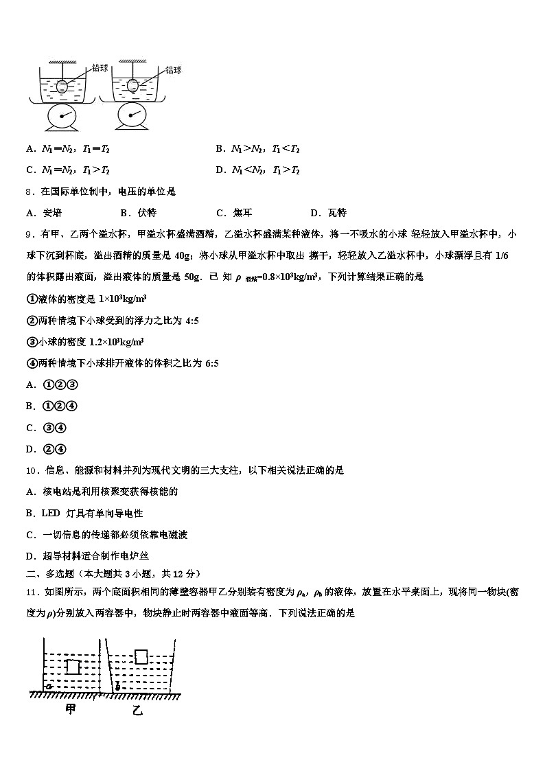 2025-2026学年抚顺市中考四模物理试题（含答案解析）第3页