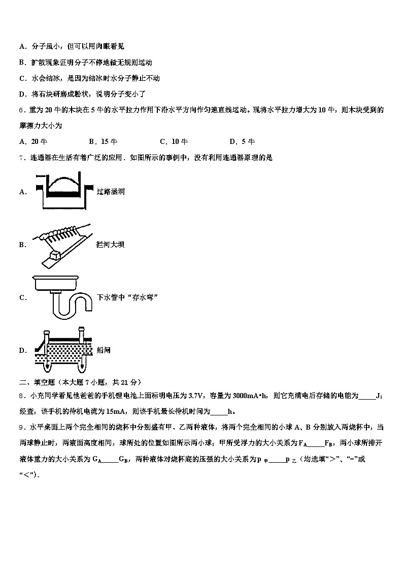铜陵市2026年中考物理适应性模拟试题（含答案解析）第2页