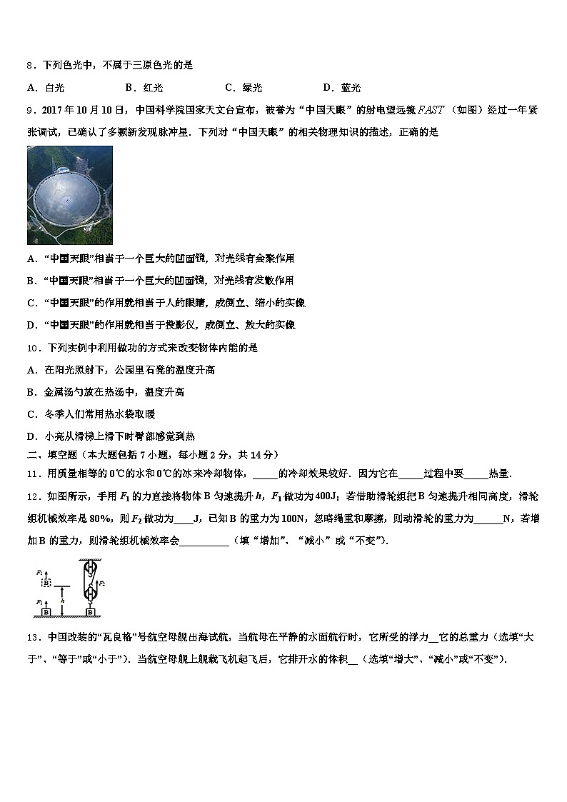2025-2026学年吉林市中考联考物理试卷（含答案解析）第3页