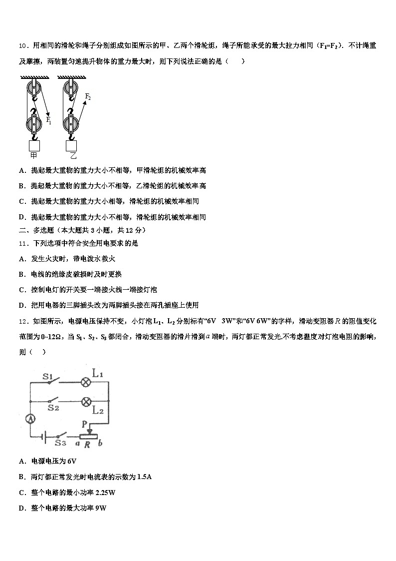 2026届新疆维吾尔自治区博尔塔拉蒙古自治州中考物理四模试卷（含答案解析）第3页