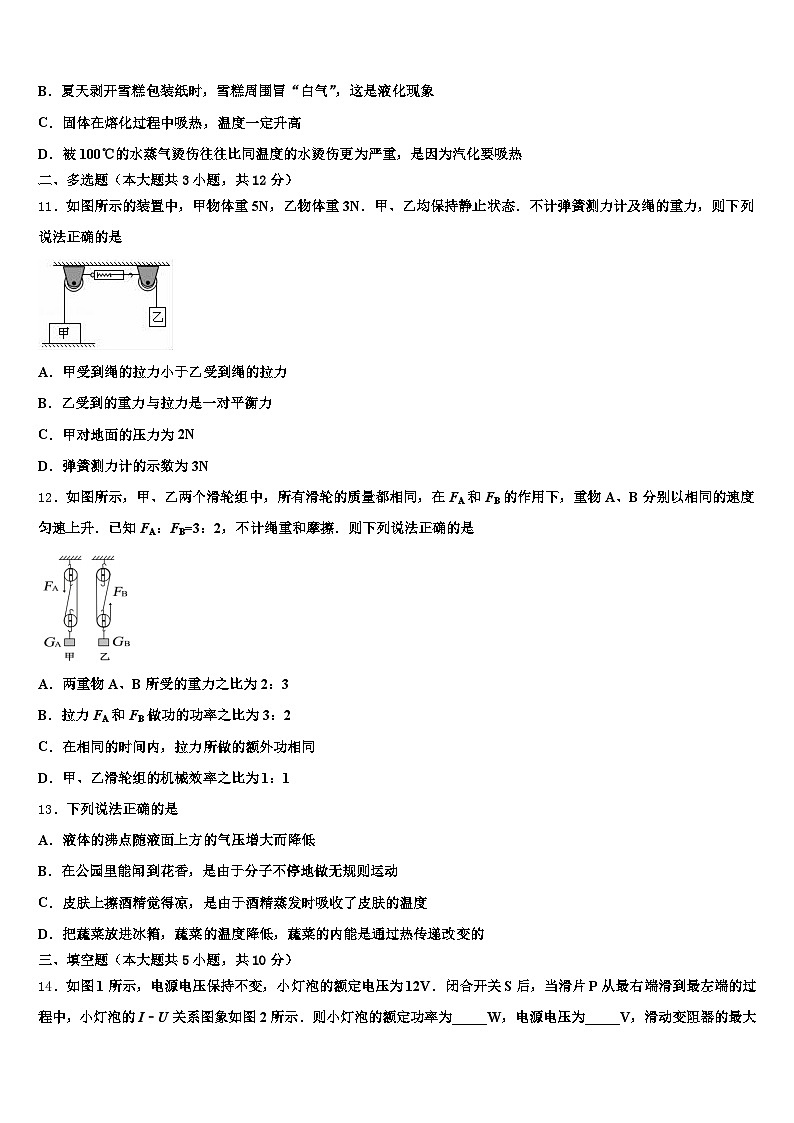 2026届新疆维吾尔自治区昌吉回族自治州中考物理猜题卷（含答案解析）第3页