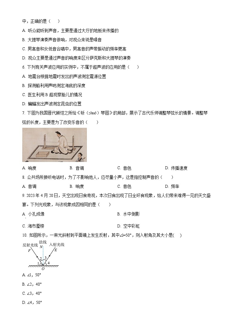 广西壮族自治区贵港市平南县八年级上学期11月期中物理试题（原卷版）-A4第2页